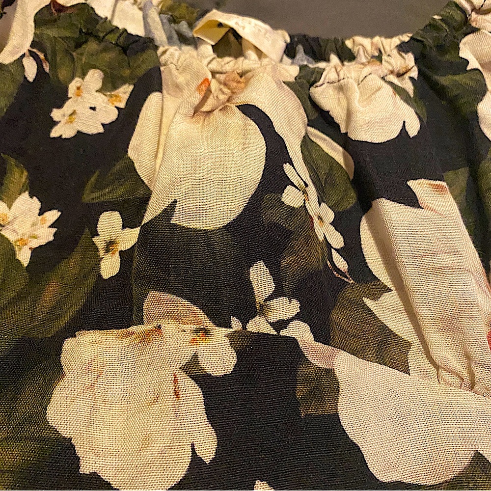 POSSE Australia Dove linen mini puff sleeve dress tropical floral print M - Picture 10 of 12
